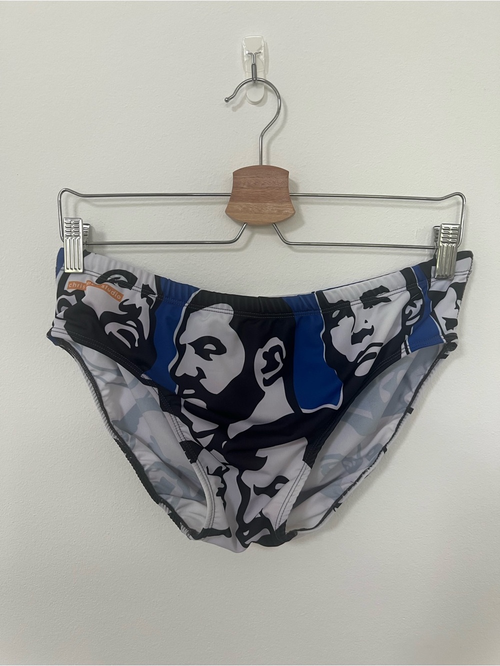 Men's Chris Lopez Studio XL Swim Brief - Blue & Black Face Print